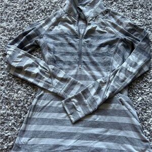 Lululemon Gray Striped Quarter-Zip Top - ladies size 6